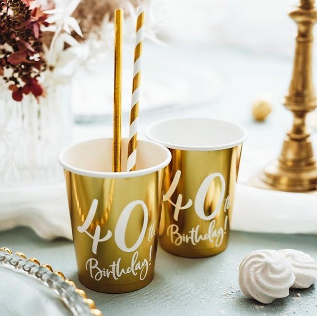 Produktbild Partydeco Becher 40 Jahre in Gold (6 x)
