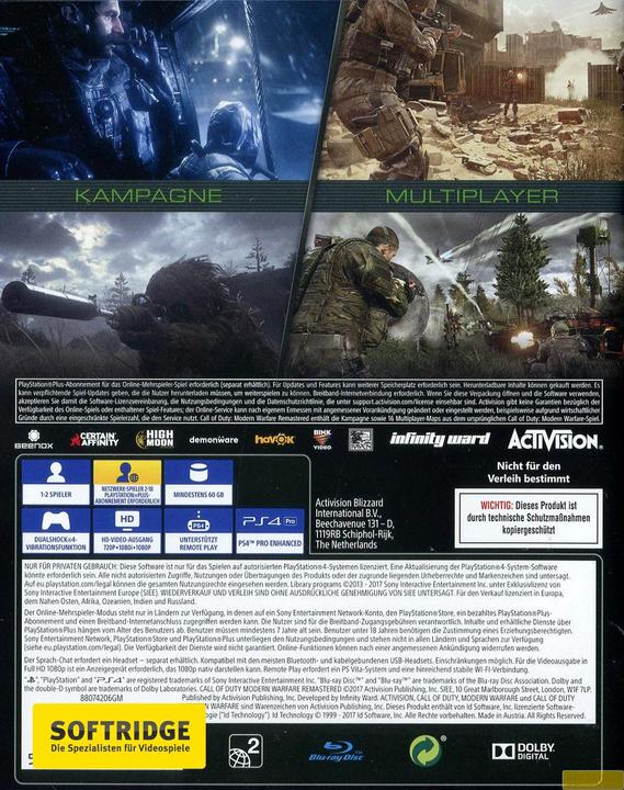 Actual product image Activision Call of Duty: Modern Warfare Remastered (PS4, DE)