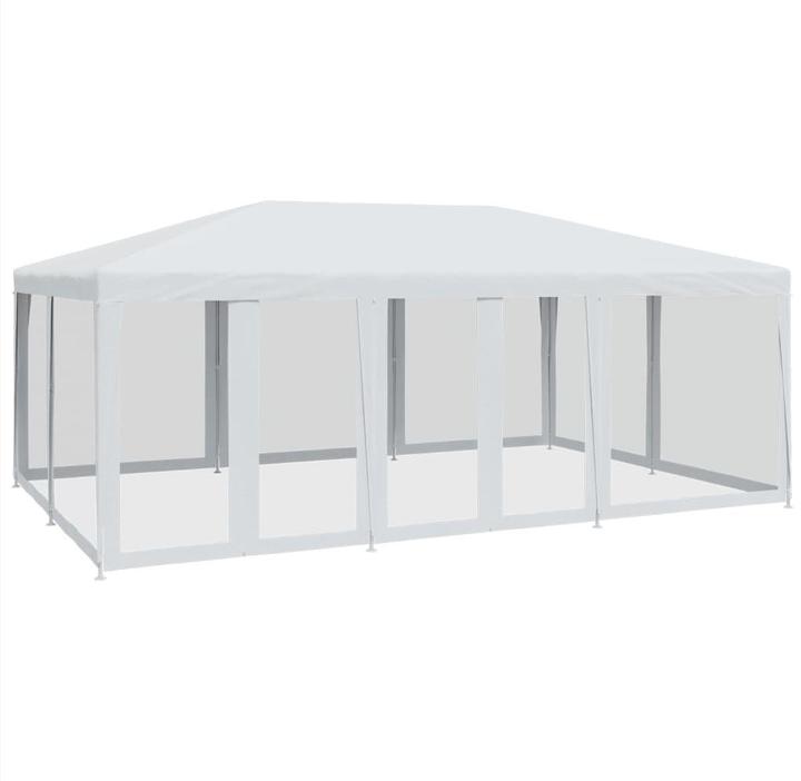 Produktbild VidaXL Partyzelt Pavillon Festzelt mit 10 Mesh-Seitenteilen Weiss 6x4m HDPE (600 cm, 400 cm)
