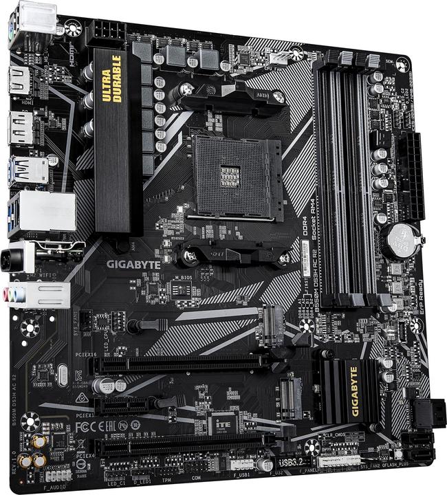 Actual product image Gigabyte Motherboard for Intel processors B550M DS3H AC R2 (AM4, AMD B550, mATX)