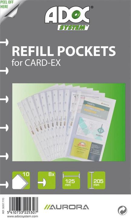 Image du produit Adoc Pochettes de présentation de remplacement pour l'album de cartes de visite card-ex (A4)