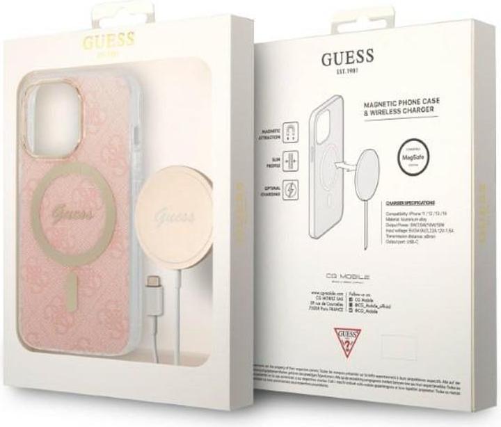 Image du produit Guess Zestaw GUBPP13LH4EACSP Etui+ chargeur iPhone 13 Pro różowy/pink hard case 4G Print MagSafe (Apple iPhone 13 Pro)
