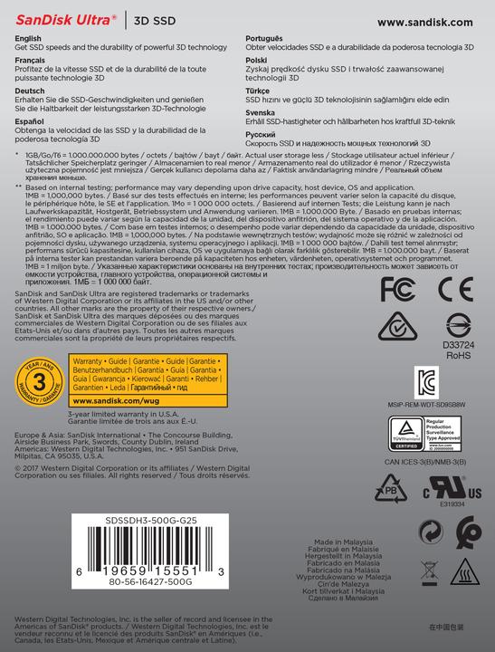 Immagine prodotto SanDisk Ultra 3D (500 GB, 2.5")
