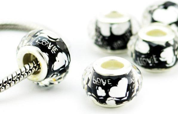 Hermex LOVE Bead versilbert 925 - Silbrig Schwarz (925er Silber)