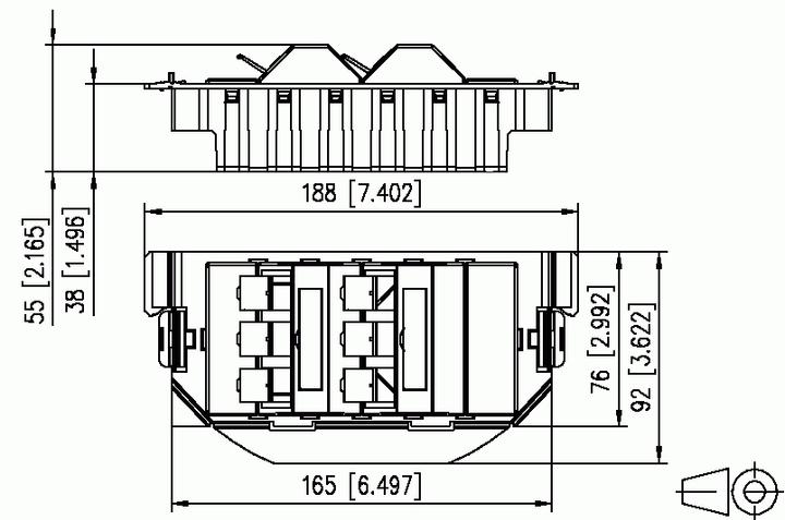 Produktbild Metz Connect BTR E-DAT Unterflureinheit Subway 6 Port unbestückt GB2 PW