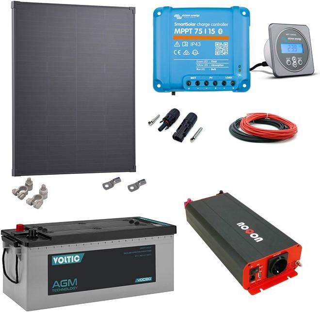 Noqon Kit solaire 190W avec batterie 180Ah (AGM) et onduleur 1000W (190 W)