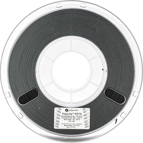 Immagine prodotto Polymaker PolyLite PETG V2 - Nero - 1,75 mm (PETG, 1.75 mm, 1000 g, Nero)