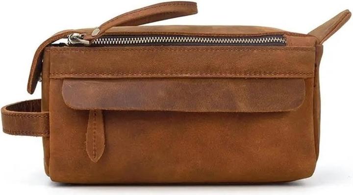 Immagine prodotto Only-Bags.Store Borsa per il bucato in pelle fatta a mano, borsa per cosmetici in pelle