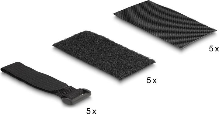 Delock Velcro pad self-adhesive with Velcro cable tie set 10 pieces black (Velcro cable ties, 200 mm, 10 pcs.)