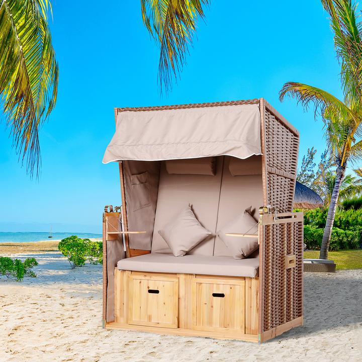 Actual product image Outsunny Beach chair with roof and cup holder