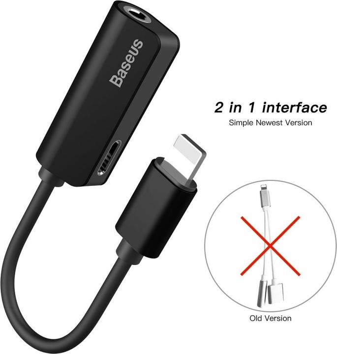 Image du produit Baseus Adaptateur L32 IP mâle vers 3.5mm+IP femelle Noir (Jack 3.5mm, Lightning)