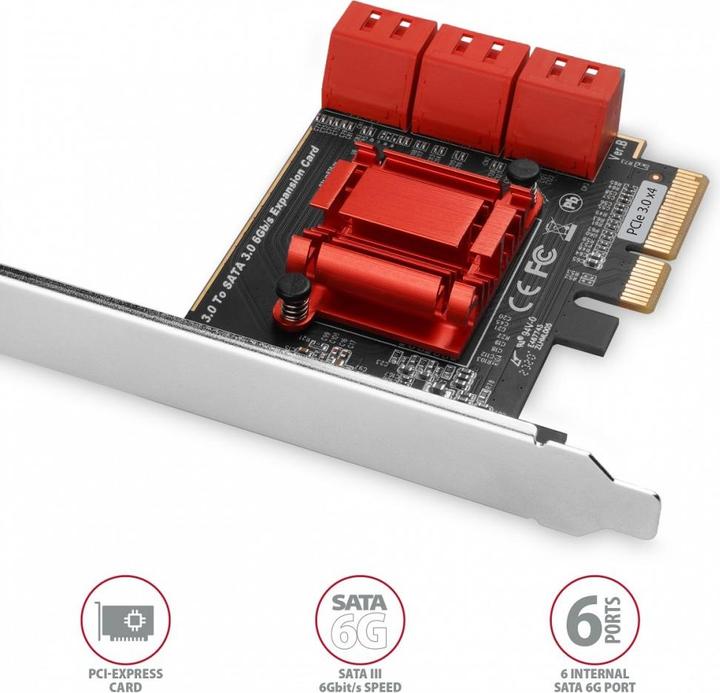 Produktbild Axagon PCES-SA6 interface cards/adapter Internal SATA