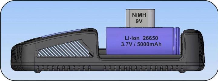 Immagine prodotto AccuPower Caricabatterie per celle tonde NiCd, NiM (1 pz., 14500, 18650, CR123A, AA, Batteria + Caricabatterie)