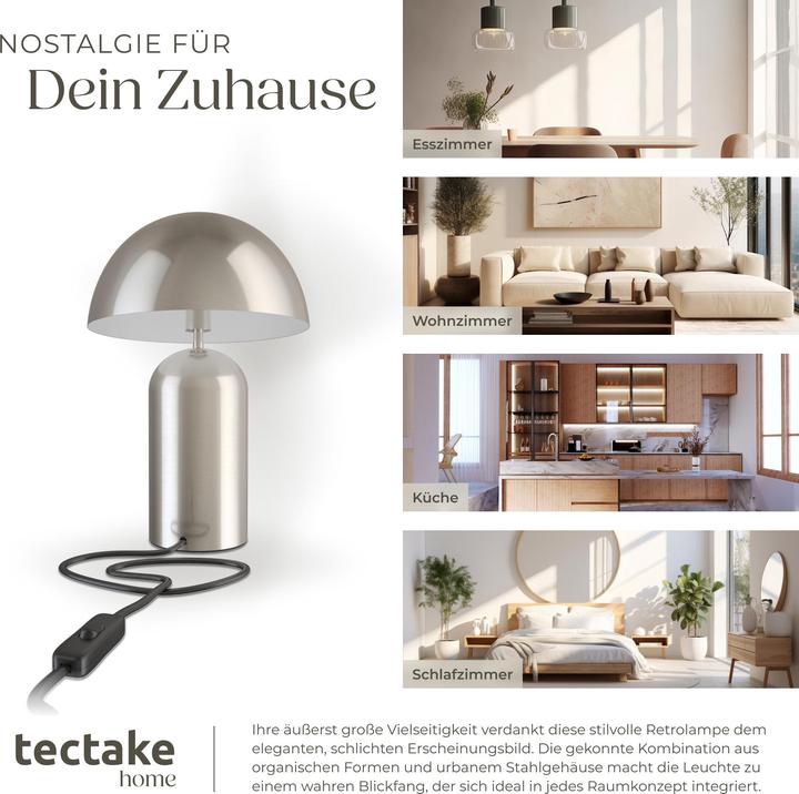 Produktbild tectake Kleine Retro-Tischlampe Altea, Pilzdesign, 40W (E14)