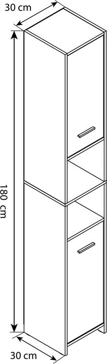 Produktbild VCM Badmöbel Hochschrank Badschrank Zalo L Drehtüren (180 x 30 x 30 cm)