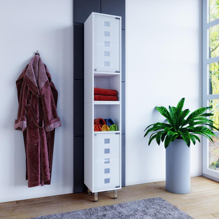 Produktbild VCM Holz Badmöbel Midischrank Darola mit Glastür (30 x 30 x 180 cm)
