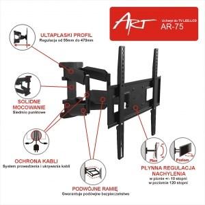 Actual product image Art RAMT AR-75 Holder AR-75 for LCD/LED 23-65 50kg reg. vertical/level double arm (Wall, 65", 50 kg)