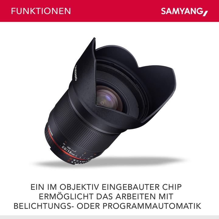 Image du produit Samyang 16mm f/2 ED AS UMC CS - Nikon F (Nikon DX, Nikon F, APS-C / DX)