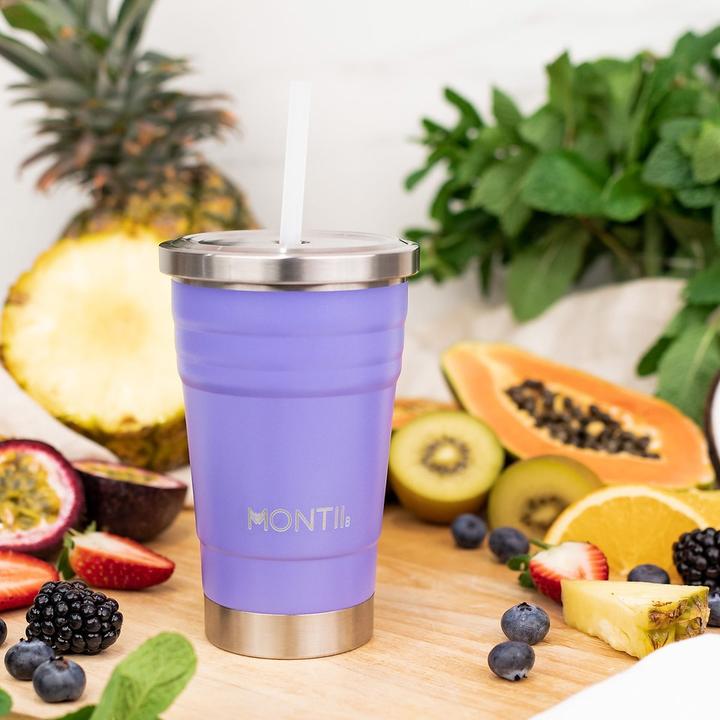 Actual product image MontiiCo Mini Smoothie Cup insulated - cup with drinking straw, grape (0.28 l)