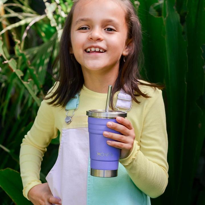 Actual product image MontiiCo Mini Smoothie Cup insulated - cup with drinking straw, grape (0.28 l)