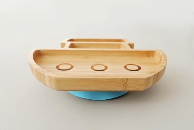 Image du produit Bubbaboo Assiette en bambou, bateau bleu