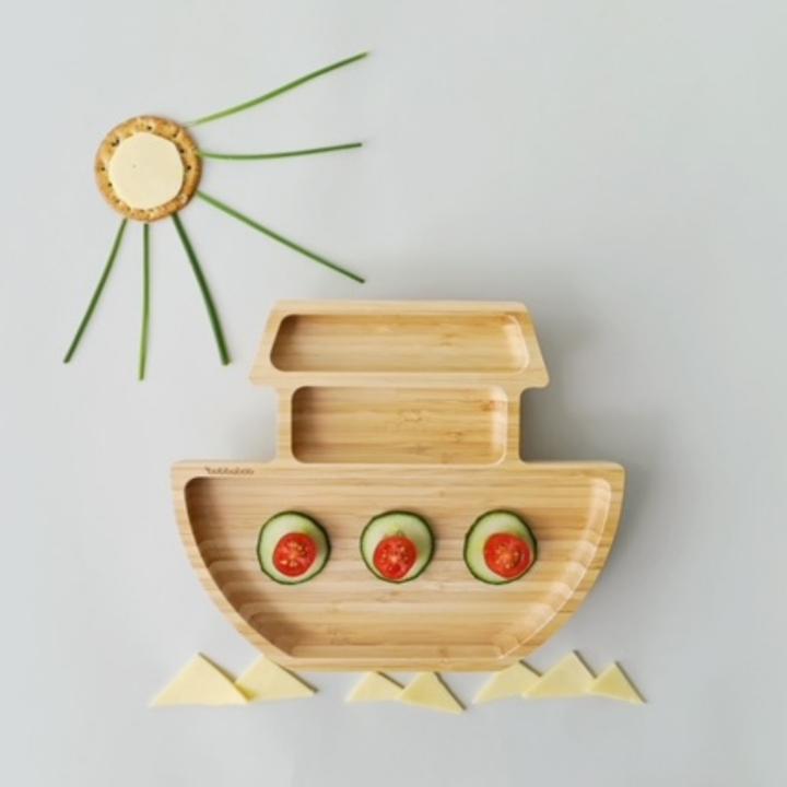 Image du produit Bubbaboo Assiette en bambou, bateau bleu