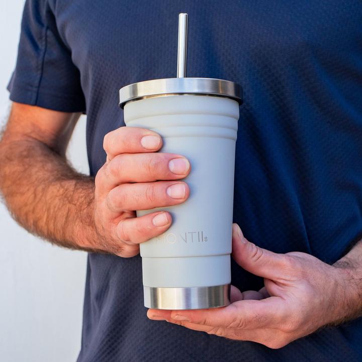 MontiiCo Original Smoothie Cup - gobelet isolé avec paille, chrome (0.45 l)