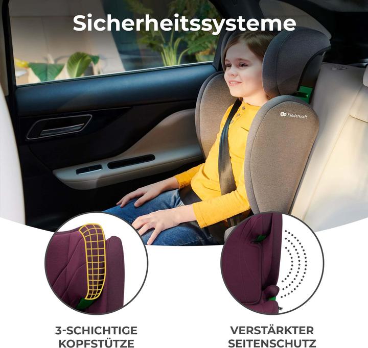 Actual product image KinderKraft Junior Fix 2 I-Size Cherry Pearl (Child seat, ECE R129/i-Size Standard)