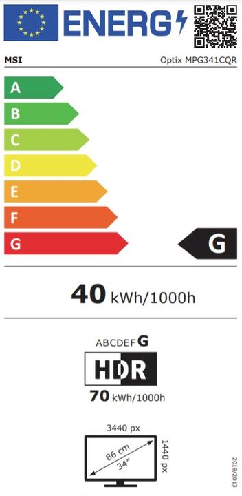 Energie-Label MSI Optix MPG341CQR (3440 x 1440 Pixel, 34")