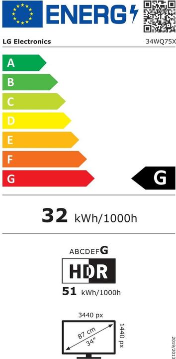 Energie-Label LG UltraWide 34WQ75X-B (3440 x 1440 Pixel, 34")