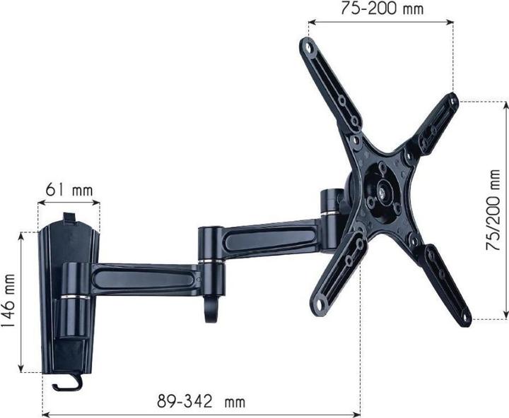 Actual product image Techly Mounting kit (wall plate, 3 joints, bracket for display) - for flat panel sc (Wall, 37", 25 kg)
