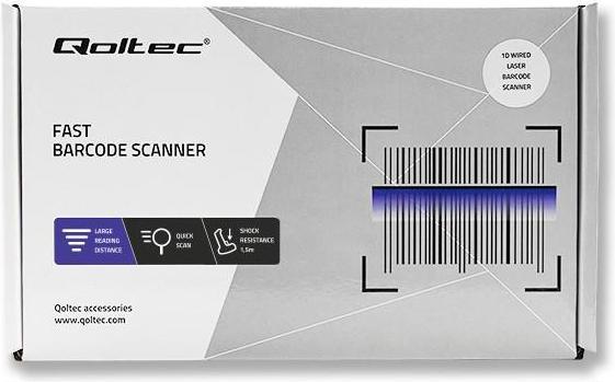 Image du produit Qoltec 1D Laser Barcode Scanner | USB | Black (Codes à barres 1D)