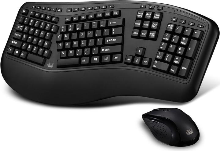 Image du produit Adesso TruForm pro™ Wireless Ergonomic Keyboard and Laser Mouse (US, Sans fil)