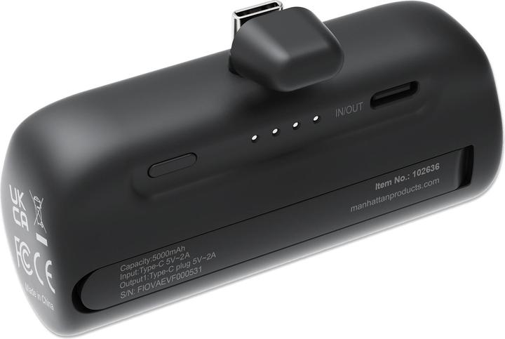 Actual product image Manhattan Powerbank 5000 mAh with integrated USB-C plug 10W for use as a mobile phone holder with L (5000 mAh, 10 W, 10 Wh)