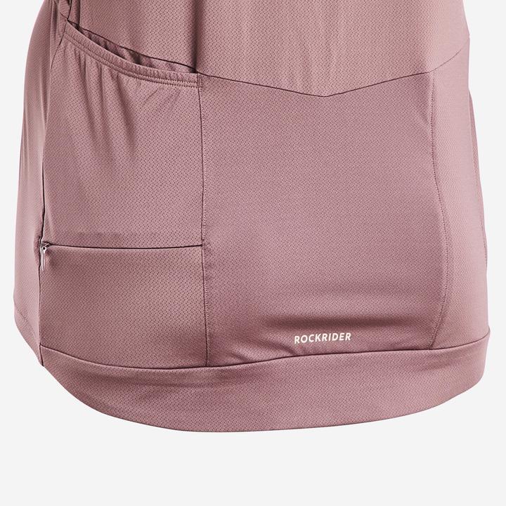 Image du produit Rockrider Maillot vélo manche courte femme cargo, Rose taupe (S)