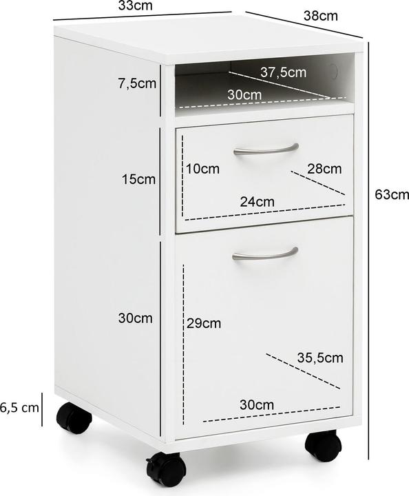 Produktbild FineBuy Rollcontainer (38 x 33 x 63 cm)