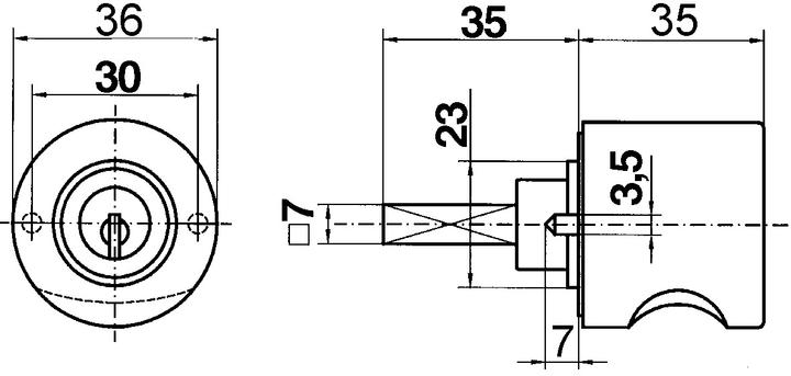 Produktbild Heusser Zylinderolive 3413.2 (Türgriff)