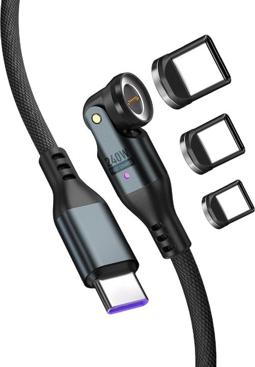 Actual product image 4smarts USB-C 540° Magnetkabel-Set GravityCord (1.80 m, USB 2.0, 240 W)