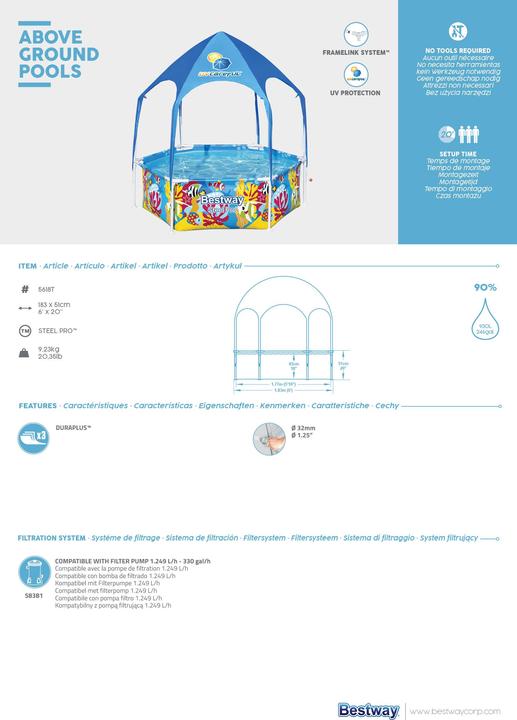 Actual product image Bestway Splash-in-Shade Play Pool 183x51cm