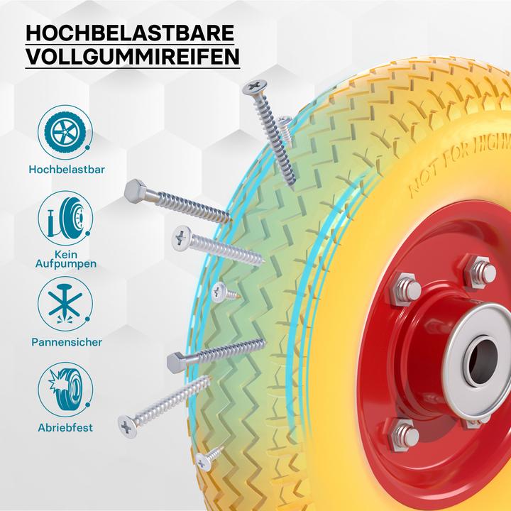 Produktbild Wiltec Schubkarren PU Rad 2.80/2.50-4 Vollgummi Polyurethan Reifen pannensicher