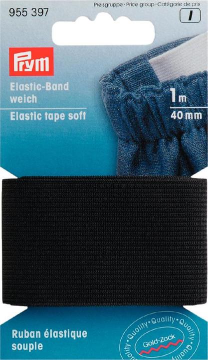 Produktbild Prym Elastic-Band weich, schwarz 40 mm, Karte 1 m