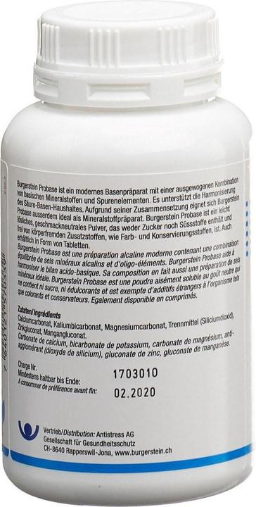 Nutritional values and ingredients Burgerstein Probase (1 Piece, Powder, 125 g)