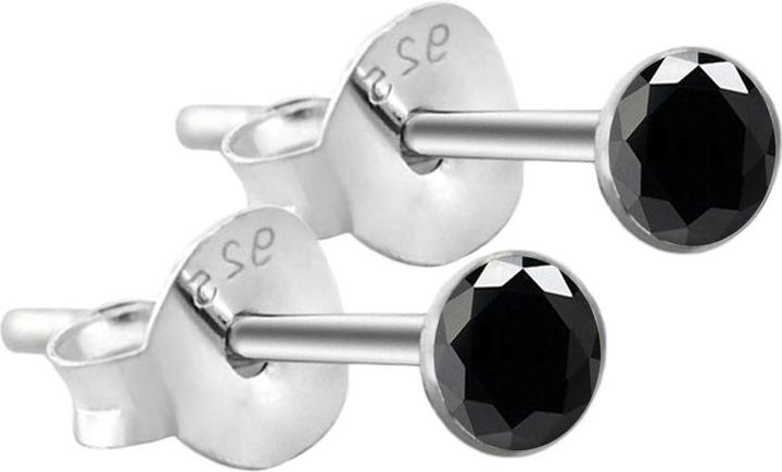 Produktbild Star Piercing Ohrstecker rund aus 925 Sterlingsliber mit Kristall schwarz (925 Sterlingsilber, ohne Messing)