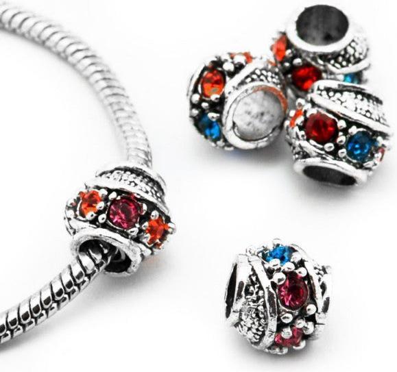 Produktbild Hermex Strass Bead versilbert 925 - Silbrig bunt (Silber 925, Metalllegierung)