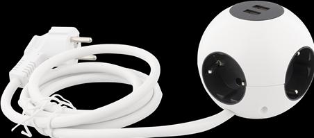 Actual product image Deltaco GT-292 power extension 4 AC outlet(s) Indoor Black, White (1.40 m, CEE 7/3)