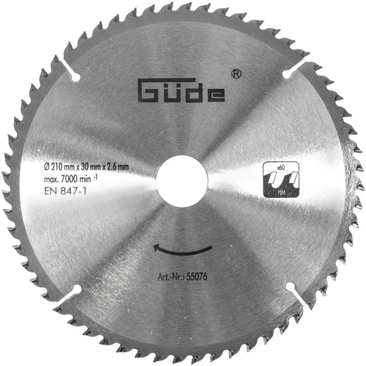 Immagine prodotto Güde Lama per sega circolare HM 210x30mm 60 denti