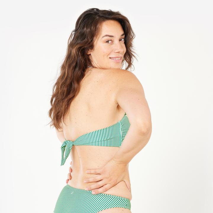 Image du produit Olaian Haut de maillot de bain bandeau surf rayé Femme - Laura vert et blanc (75 C)