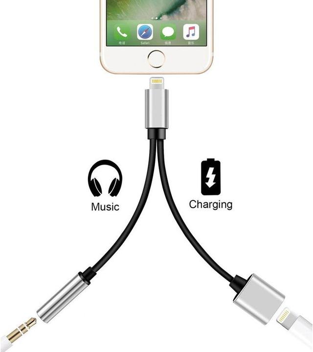 Immagine prodotto Hermex Cavo adattatore da Lightning a 3,5 mm audio + cuffie Lightning iOS 11.3 SILVER (Lightning, Jack da 3.5mm)