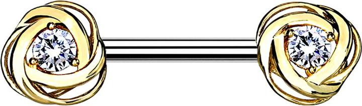 Actual product image Star Piercing Barbell vergoldet Rosenblüte Kristall silber (Surgical steel 316L, Brass)