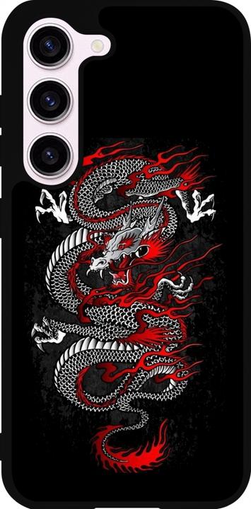 Immagine prodotto PhoneLook Cover Silicone Nero Stile Giapponese Tatuaggio del Drago Rosso Nero (Samsung Galaxy S23)